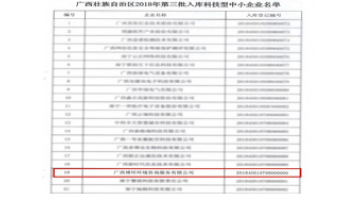 喜讯｜博世科控股子公司——博环公司获自治区科技型中小企业认定